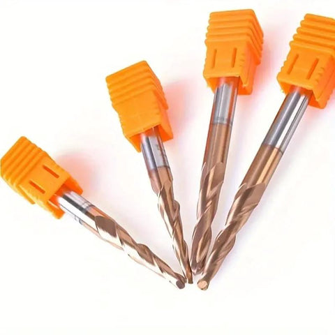 Carbide Milling Cutter Set 4 Piece Dual Edge Taper Ball End For 3D Relief Engraving Wood Aluminum Copper CNC Machining Tools