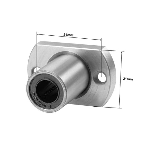 LMH8UU Two Side Flange Linear Ball Bearing Set, 8mm Bore, 15mm Outer Diameter, 24mm Length, Sealed, Chrome Steel