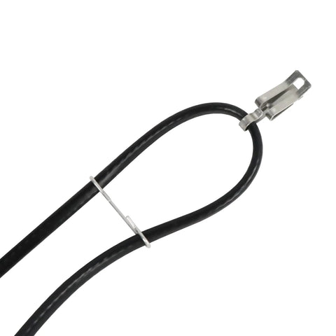 Close-up of Heatit roof de-icing heating cable spacer clip on black cable