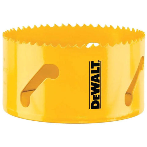 4 Inch Hole Saw With Bi Metal Teeth For Metal And Pipe Cutting 102mm Longer Life Up To 50 Percent Fast Plug Ejection Large Slot Easy Plug Removal And Versatile Drilling Performance DAH180064 By Dewalt