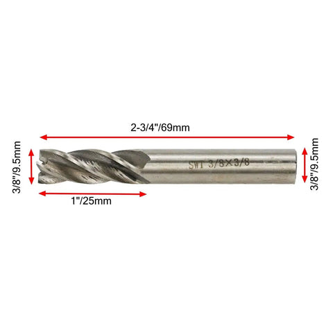 Heavy Duty Three Eighths Inch End Mill Set With Four Flute Straight Square End Mills Pro Grade High Speed Steel Cutter