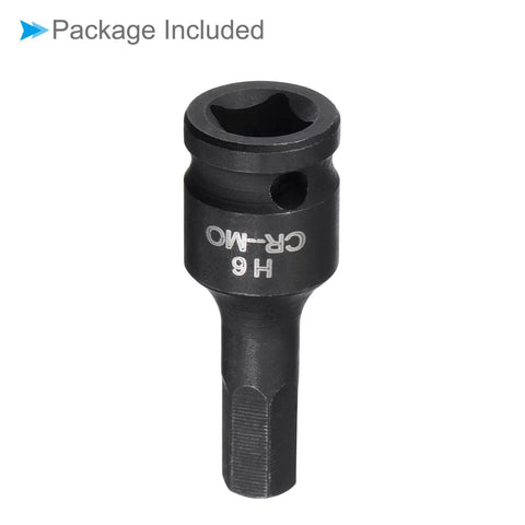 Impact Hex Bit Socket 6mm Metric 35mm Long Chrome Molybdenum Steel One Piece Construction One Quarter Inch Drive Impact Socket