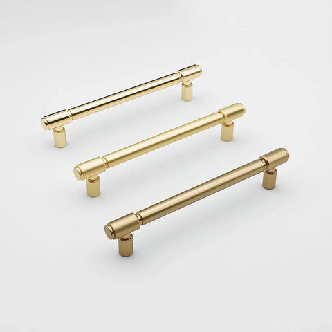 10 Pack Brushed Gold Cabinet Pulls 5 Inch Hole Center 128mm Brushed Brass Handles for Drawer Dresser with Solid Zinc Alloy