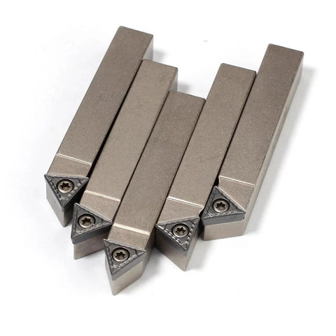 Mini Indexable Lathe Turning Tool Set With 5 By 16 Inch Shank Nickel Plated Carbide Inserts TCMT090204 with five tool holders