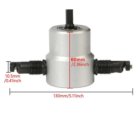 Two Head Sheet Metal Nibbler Cutter Built Tough 360 Degree Nibbler Drill Attachment dimensions view