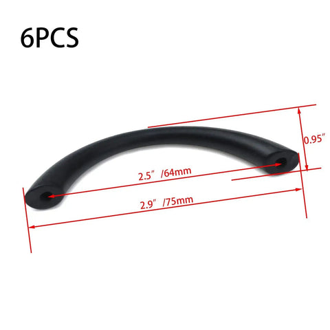6 Pack Two And A Half Inch Hole Center Solid Arch Drawer Pulls Bow Curved Dresser Cabinet Handles Matte Black dimensions view