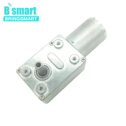JGY-370 12V 10rpm DC Worm Gear Motor with all-metal gears and D-shaped output shaft for DIY projects, top view
