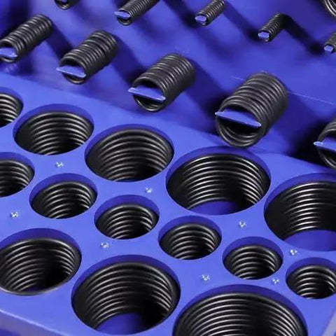 Universal 407 Piece SAE O Ring Kit For Automotive Plumbing And Hydraulics Nitrile Rubber O Ring Set displayed in blue case