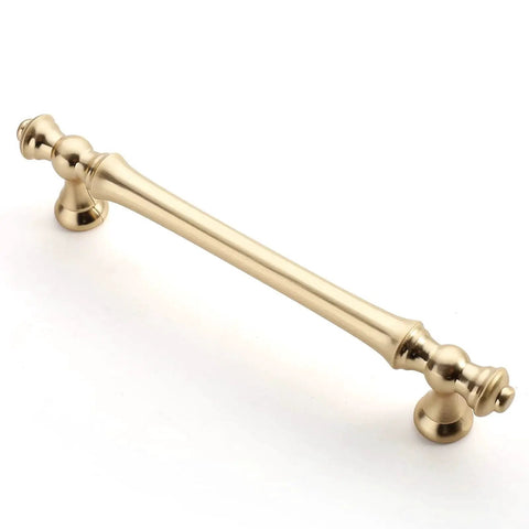 10 Pack 5 Inch Brushed Brass Cabinet Handles 128mm Gold Kitchen Cabinet Pulls for Cupboards and Drawers Hardware with Smooth Finish