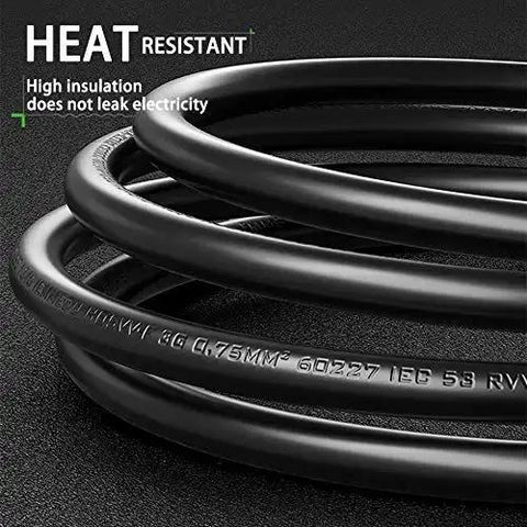 Close-up of coiled 6 Ft Replacement Power Cord For Popular Electric Pressure Cookers And Rice Cookers, heat resistant, black