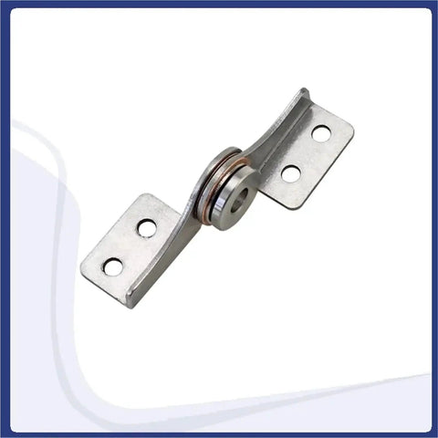 Stainless steel torque hinge with through-hole mounting plates, side view (left-right)