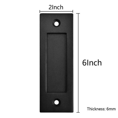 Black 6 Inch Sliding Barn Door Finger Pull Set Heavy Duty Modern Invisible Handle With Flat Bottom Easy Install Includes Flush Pull And Two Screws For Interior Doors Ideal For Flush Installation And Seamless Look On Contemporary Interiors.