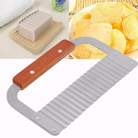 Stainless Steel Soap Cutter With Hardwood Handle Wavy Crinkle Cutter For Soap Loaf Wax Candles And Cakes Easy To Use Sharp Blade