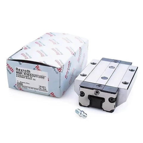 FLS Extended Slider Guide Block, Slide Unit Ball Bearing, Parts R165381420, shown with packaging and mounting accessory