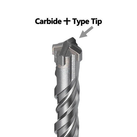 Close-up of SDS Max Rotary Hammer Drill Bit, 38mm Carbide Tip, 10 Inch 260mm Length For Masonry Concrete Brick Stone Cement Walls