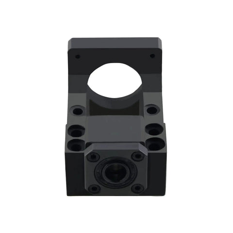 Front view of Nema 23 Stepper Motor Steel Mounting Bracket for 57mm motors and 12mm CNC ball screw kit in cast steel.