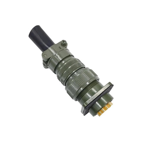 Mil Spec Circular Connector MS3108 22-14 22-23 Plug 3108 22-23S for military and aerospace, side view, green metal body