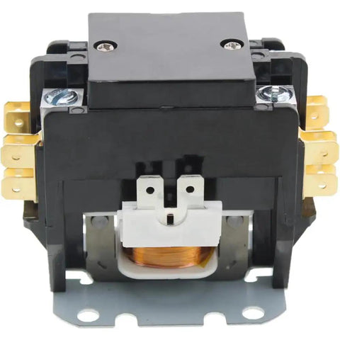 Front view of Two Pole 40 Amp 24 Volt Condenser Contactor Relay for AC and heat pump systems, fits all brands.