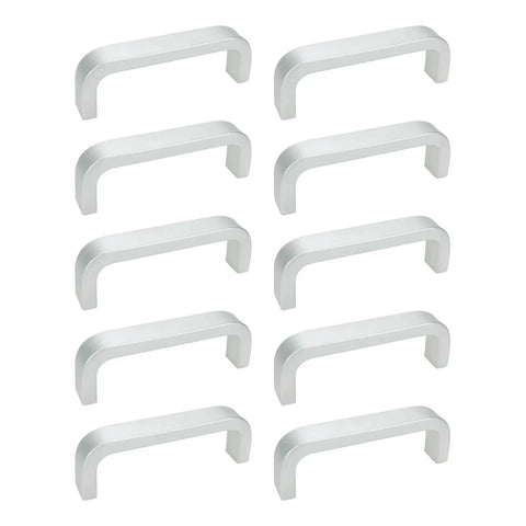 10 Piece Modern Silver Square Arch Cabinet Pull Handles Set In Aluminium Alloy Wire Finish 2.5 Inch Hole Center 64mm Drawer Handles