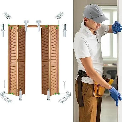 Spring Loaded Bifold Door Top Pivot Set, 2 Pcs Closet Door Hardware Repair Part for 1 1/8 to 1 3/8 Inch Doors being installed