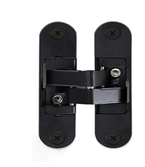 Hidden Cross Hinge for Wooden Doors with 3D Adjustable Alignment and 180 Degree Flat Folding, invisible door hardware.