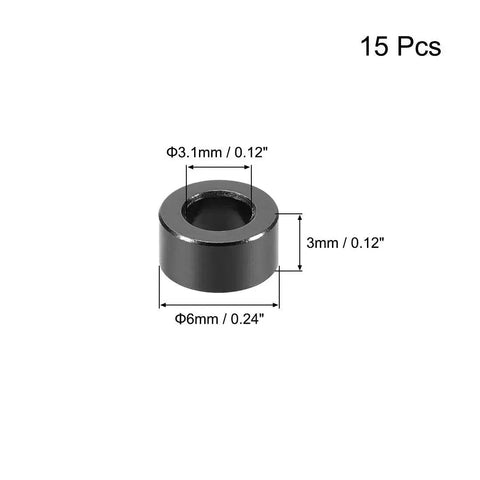 15 Pack Round Aluminum Standoff Spacers 3.1x6x3mm ID OD Height Black for Drone FPV Quadcopter Racing RC Multirotors DIY parts and upgrades