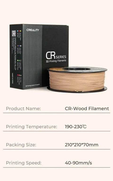 Wood Filament PLA For 3D Printing, 1.75 mm Diameter, 1kg Spool, Smooth Silk Finish With Real Wood Look, eco-friendly material in box and spool