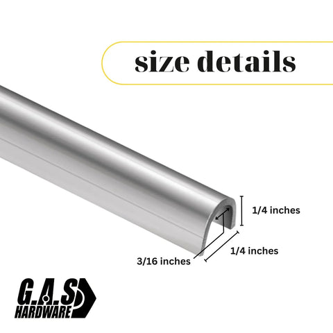 Snap On One Quarter Inch Stainless Steel Sliding Glass Door Track Cover Repair For Patio Doors Replacement Track Cover To Fix Worn Tracks And No More Sticking Doors And Get Smooth Gliding 6 Feet Long, showing size details including 1/4 inch width and height.