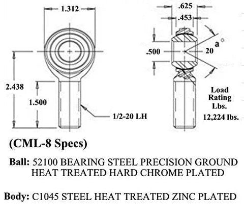Diagram of Half Inch Hole Clevis Mount Bracket Kit With Zinc Plated Hardware Including 1/2-20 Grade 8 Bolt, 2 Grade 8 Washers, And Tapered Spacers