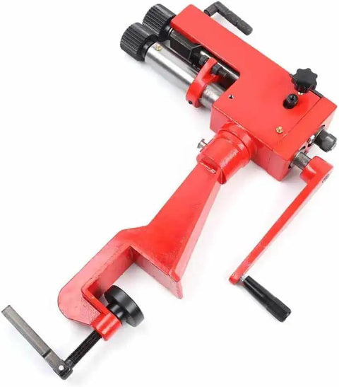 Red 7 Inch Sheet Metal Bead Roller And Bender, Manual Hand Tool With Clip, 6 Die Sets And Gears, for precise metalworking