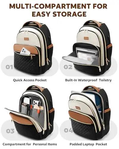 Multi-compartment Arcoyard rolling backpack with wheels for travel carry on 40L capacity, shown with quick access and laptop pockets.