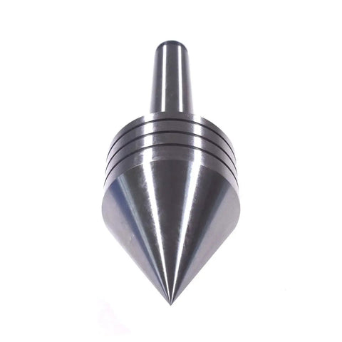Front view of a Heavy Duty MT2 Rotary Live Center Shaft with Morse Taper Precision Bearing, crafted from tough carbon alloy steel.