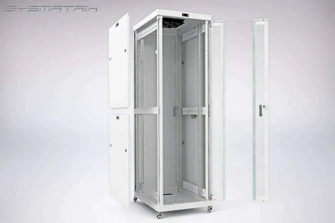Beefy 42U Server Rack Cabinet With 35 Inch Depth Free Standing IT Enclosure Air Control System Four Cooling Fans PDU Glass Door