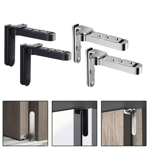 Zinc Alloy Hidden Door Hinges 2 Pack Adjustable 3D Rotatable Invisible Secret Hinges For Wood Heavy Duty Black Hardware