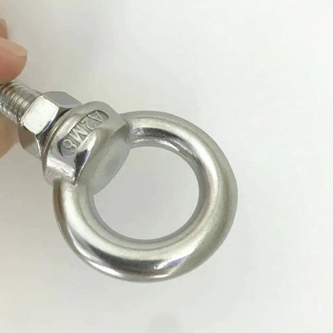 Heavy Duty Stainless Steel Eye Bolts 2 Pack M8 Shoulder Eyebolt Set With Washers And Nuts, 4.5 Inch Overall Length, 3.15 Inch Thread Length