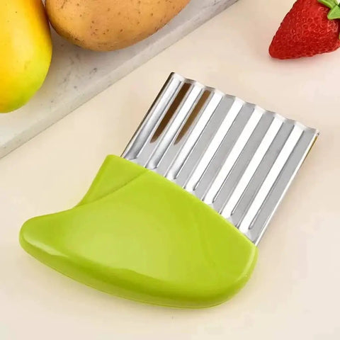 Two Pack Crinkle Cutting Tool With Stainless Steel Wavy Blade And Green Handle For Potatoes Carrots Cucumbers And Other Veggies A Durable Ergonomic Kitchen Slicer That Creates Professional Looking Crinkle Cuts Every Time