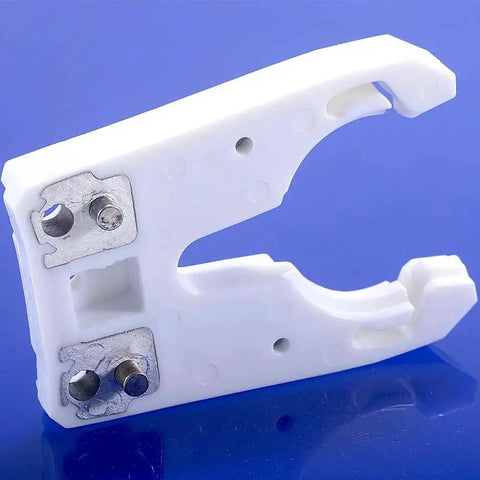 ISO30 Tool Holder Clamp For CNC Machines And Automatic Tool Changer, flame proof rubber claw, close-up view, side angle
