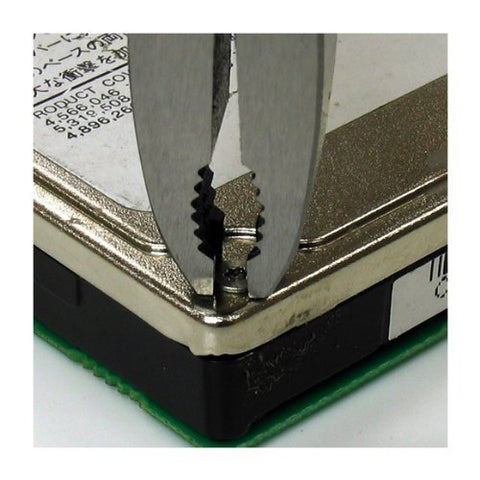 No Nonsense Screw Extractor Pliers For Stripped And Rusted Tiny Screws Narrow Tip For Tight Spaces 0.08 To 0.1 Inches 2 To 3.5 Mm Diameter ESD Safe Made In Japan Engineer PZ-57 gripping screw on edge of hard drive