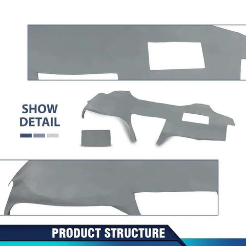 TPE Dash Cover And Dashboard Bezel For Toyota Camry 2007 2008 2009 2010 2011 Gray showing detailed structure