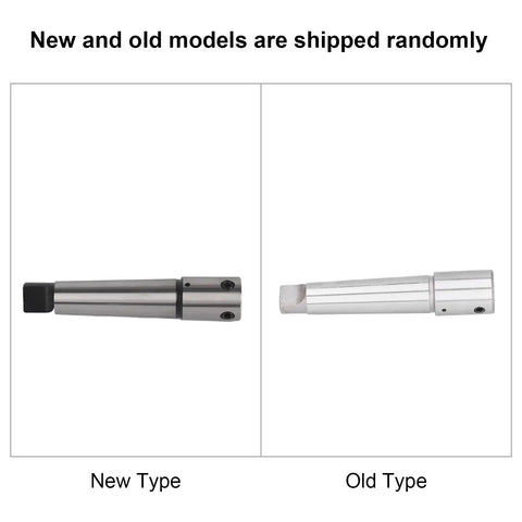 Morse taper arbor sleeve R8 MT4 drill adapter, 2 arbors shown: new type with black end, old type silver steel.