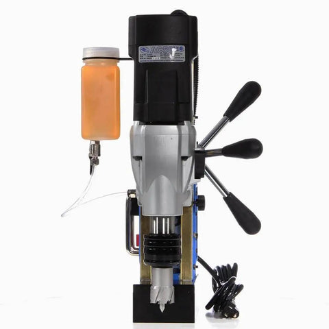 Front view of RotoBrute MightiBrute AC50 Portable Magnetic Drill Press For Tackling Metal With 2-1/8 Inch Cutter Capacity And 2 Inch Depth