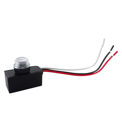 Auto On Off Dusk To Dawn Photoelectric Sensor Switch 12V DC 10A Outdoor Lighting Control, showing wires and sensor components