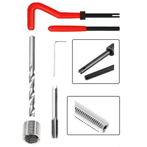 15 Piece M9 x 1.25 Thread Repair Insert Set For Auto And Engine Repair, 13.5mm Inserts, Includes Drill Bit, Tap, And Insertion Tool