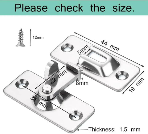 Two Pack 90 Degree Sliding Barn Door Privacy Lock With Right Angle Latch Cam Lock Stainless Steel Space Saving Door Clasp dimensions