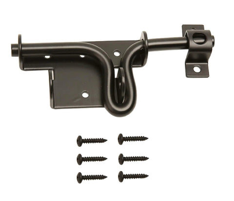 Black Heavy Duty Sliding Bolt Gate Latch With Padlock Hole Two Way Direction For Left Or Right Hand Doors And Gates Ideal For Sheds Fences Barn Doors Wood Gates Outdoor Yard Use with included screws