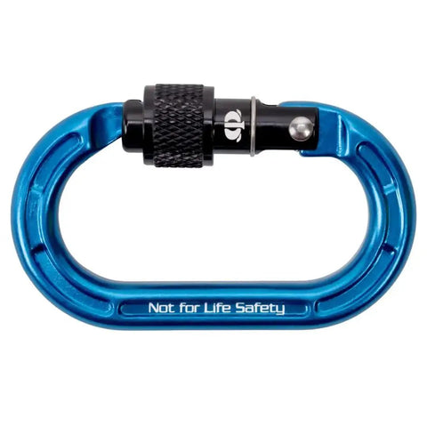 Blue Mini Aluminum Keylock Screw-Lok Carabiner for Throwline Setup and Gear Mounting, Non-PPE Use, 4kN Strength, Reinforced Oval Frame