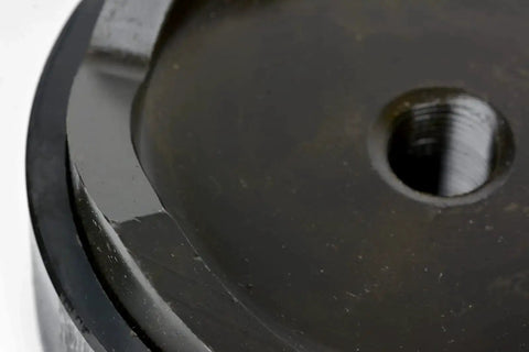 Close-up of the Beefy Four Inch Deep Draw Conduit Punch and Die for Hydraulic Knockout Driver with four and a half inch hole.
