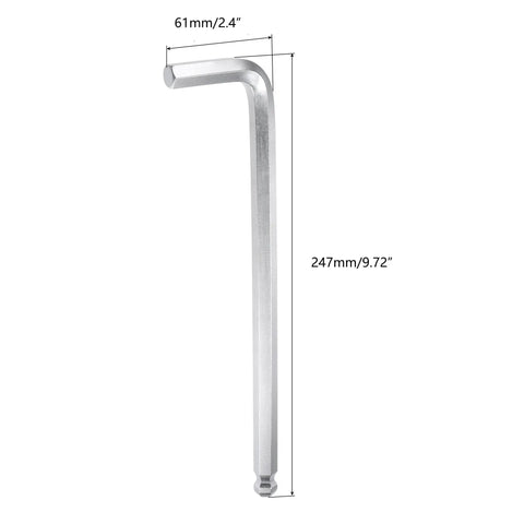 Ball End 12mm Hex Key Wrench Long Arm L Shaped Allen Wrench 9.72 Inch For DIY Home Projects And Pro Level Machine Repair