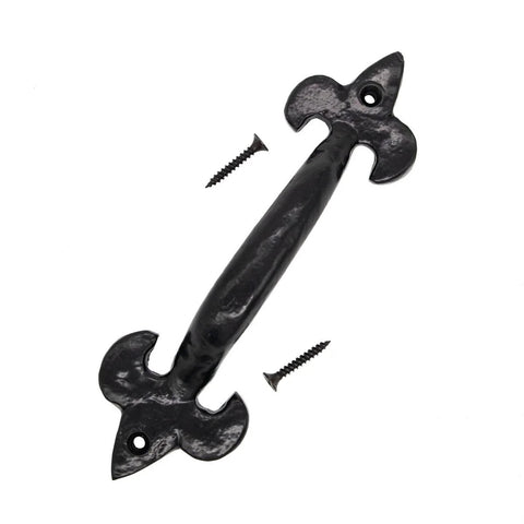 Rustic Cast Iron Door Handle 7 Inch Heavy Duty Vintage Barn Door Pull With Screws For Sliding Doors Gates Garage Indoor Outdoor Use Black Metal For Cabinets Wardrobes And Farmhouse Decor