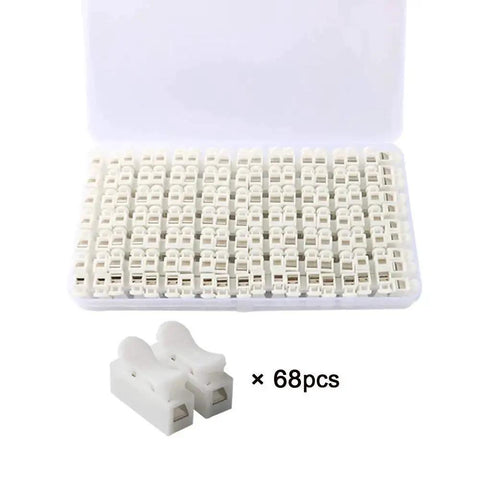 68Pcs Premium Spring Wire Connectors Kit For LED Strip Lights And Electrical Wiring with quick spring terminal block connectors.